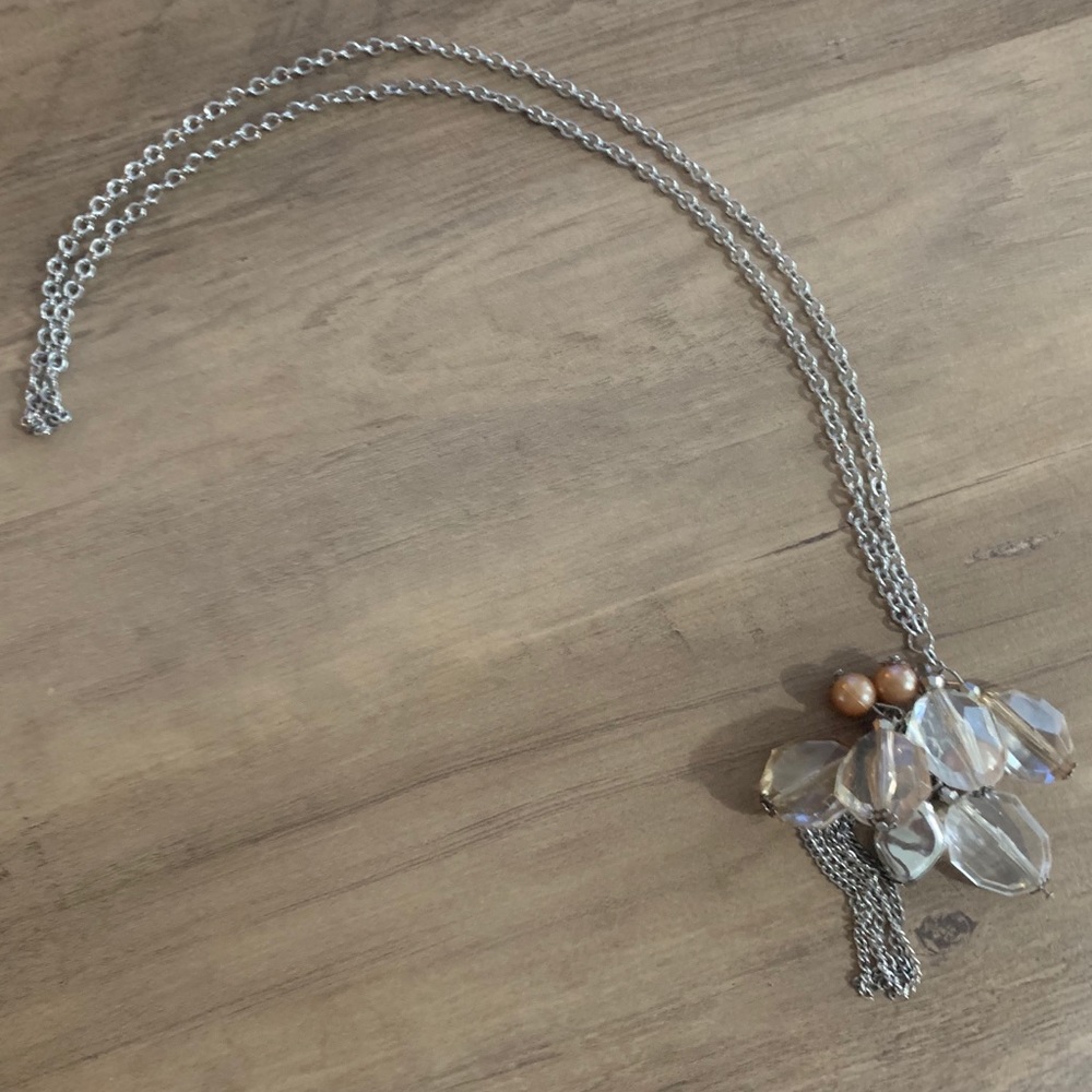 Silver drop pendant necklace